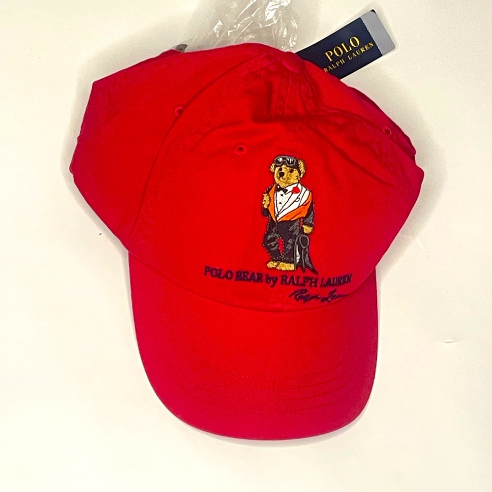 007 Polo Ralph Lauren Red Cap with Bear Embroidery
